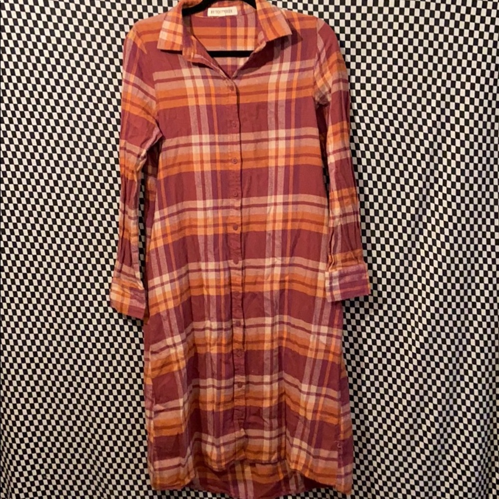By Together orange button down flannel dress